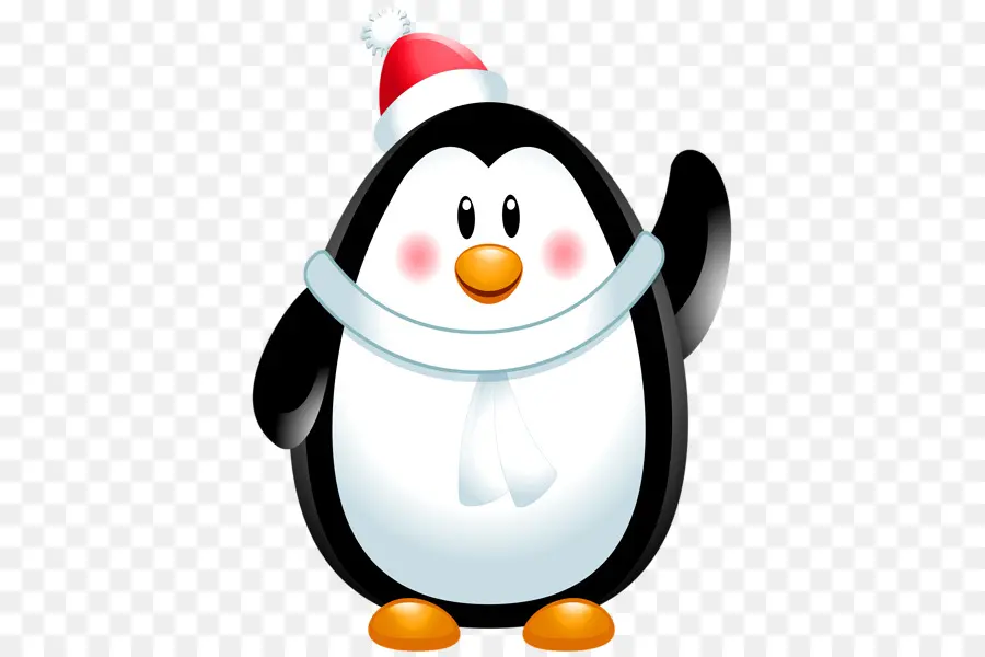 Pingüino Con Gorro De Papá Noel，Pingüino PNG