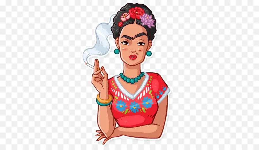 Mujer Con Flores，De Fumar PNG