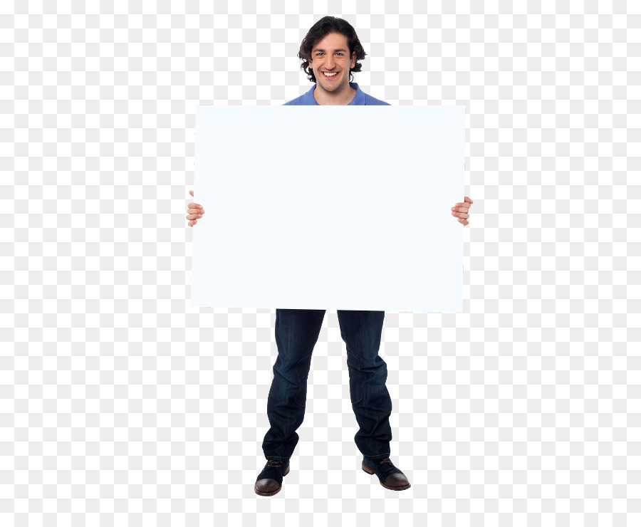 Hombre Sujetando Cartel En Blanco，Firmar PNG