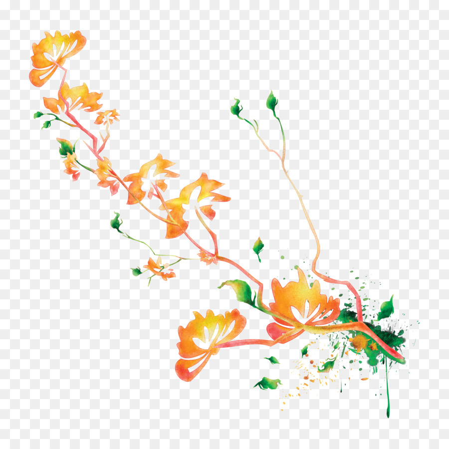 Diseño Floral Naranja，Flor PNG