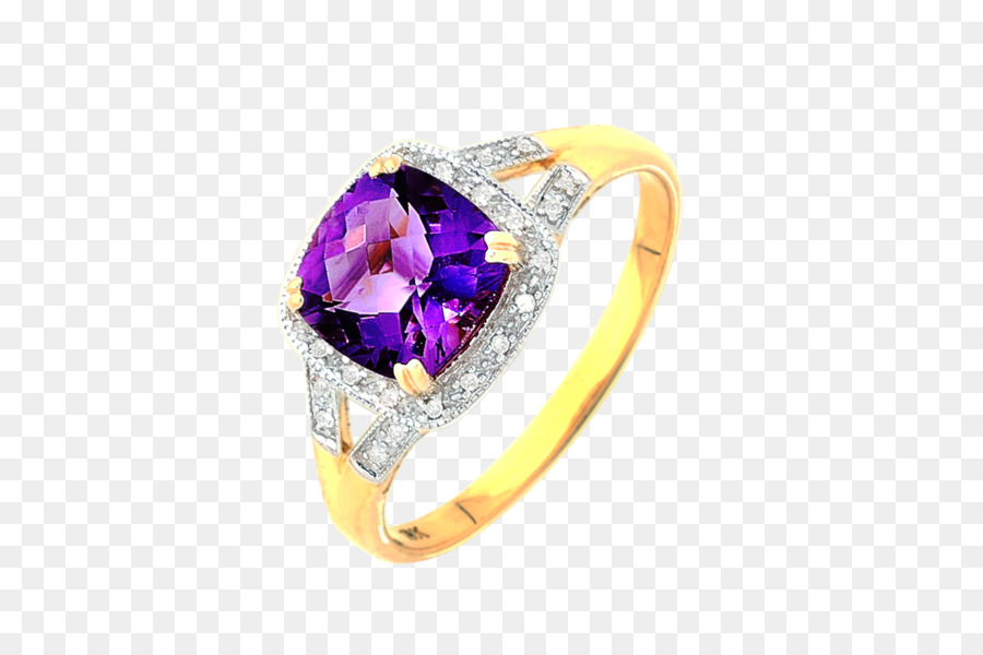 Anillo De Piedras Preciosas Moradas，Oro PNG