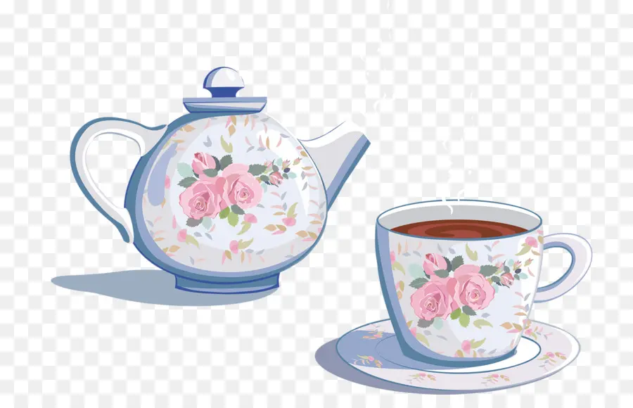 Tetera Y Taza Florales，Tetera PNG