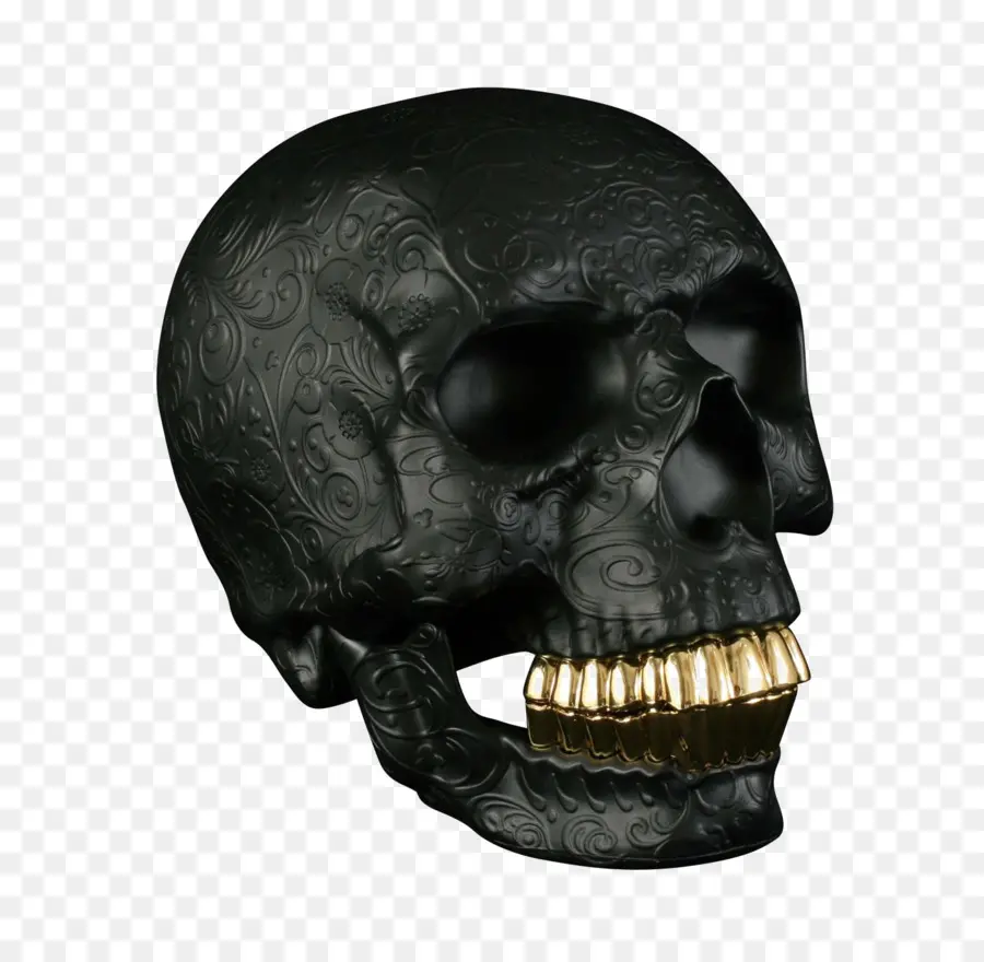 Calavera Negra，Dientes De Oro PNG