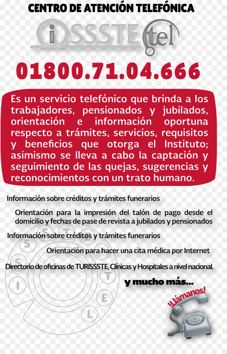 Teléfono，Instituto De Seguridad Y Servicios Sociales De Los Trabajadores Del Estado PNG