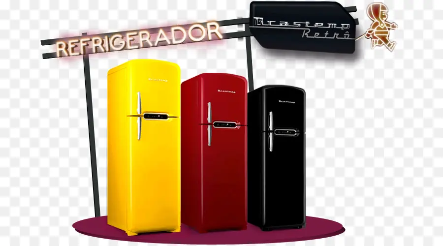 Refrigeradores Retros，Amarillo PNG