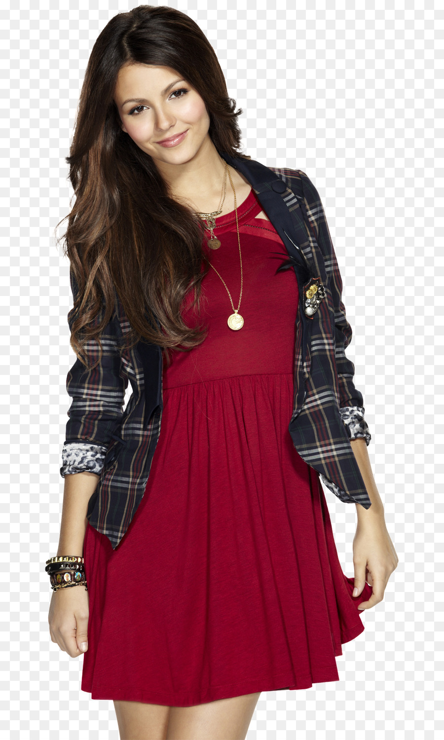 Vestido Rojo，Chaqueta A Cuadros PNG