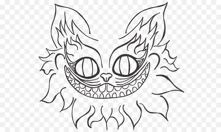 Gato De Cheshire，En Blanco Y Negro PNG