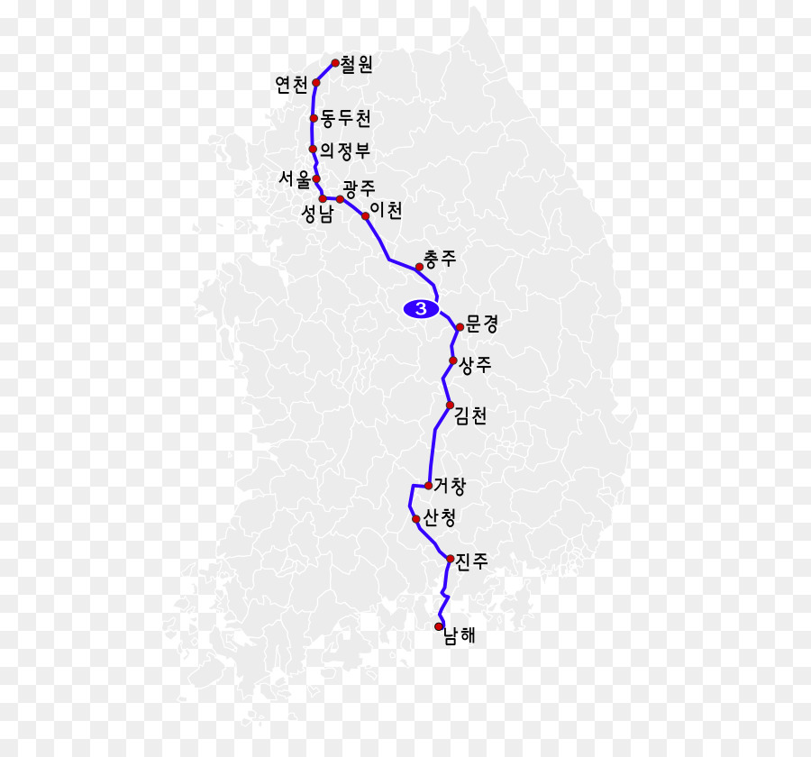 La Ruta Nacional 3，Autopistas Nacionales De Corea Del Sur PNG