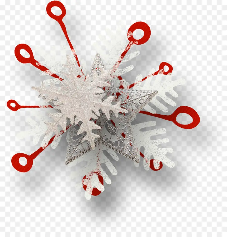 Decoración De Copo De Nieve，Acentos Rojos PNG