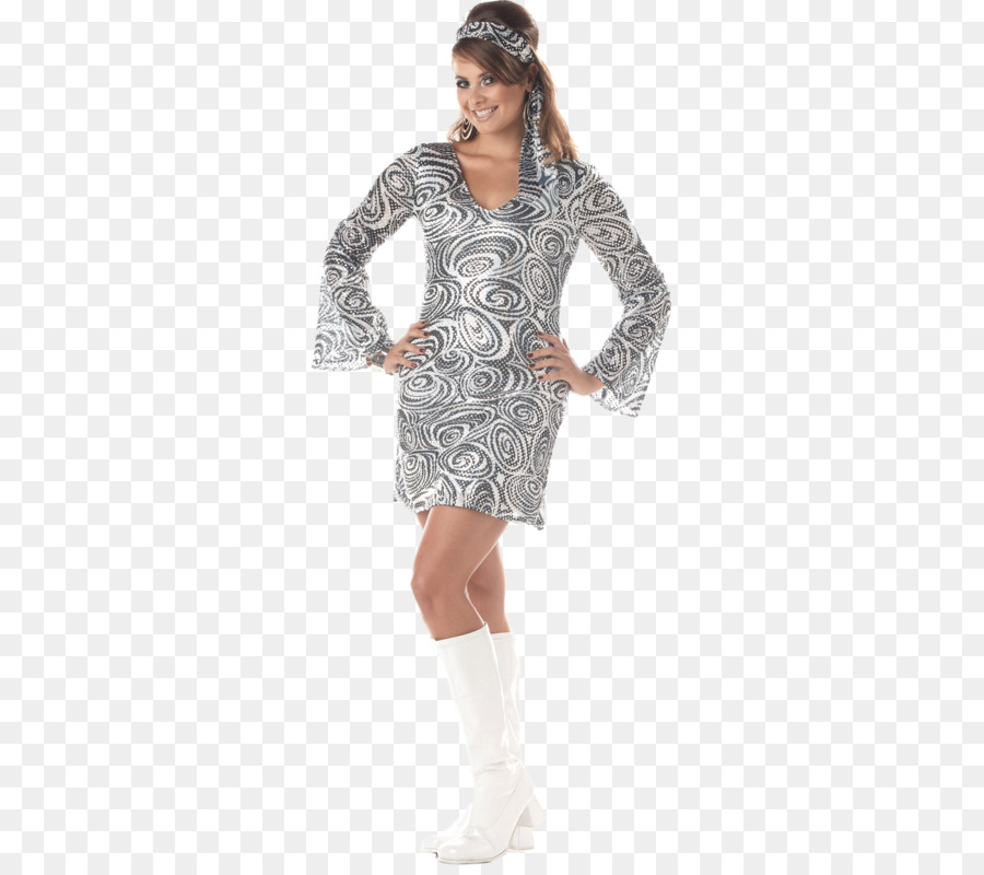 Vestido De Paisley Plateado，Mujer PNG