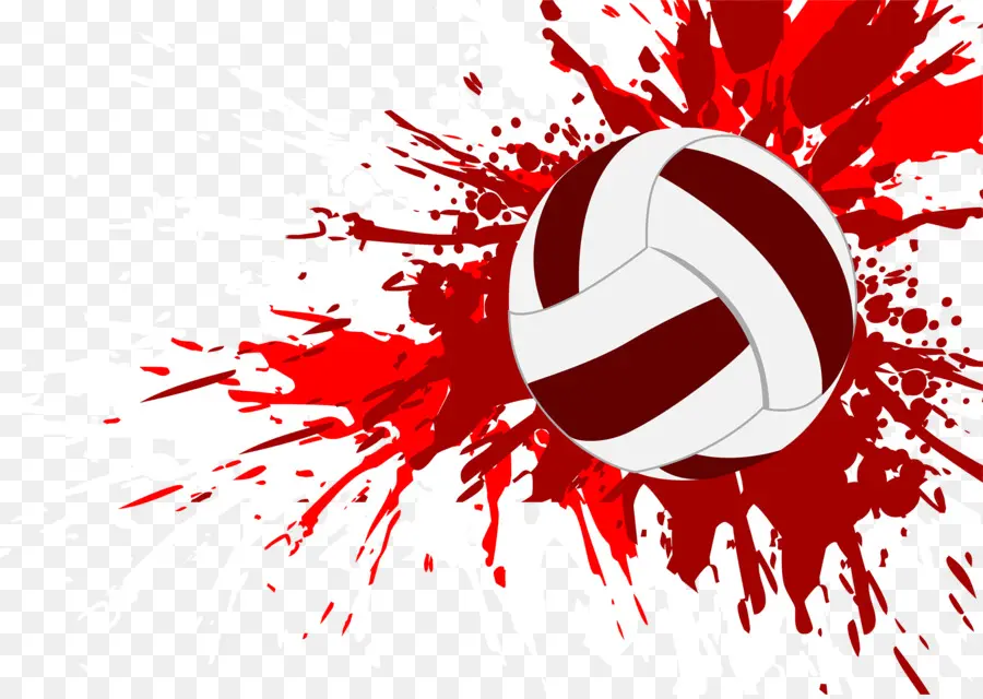 Voleibol Con Salpicaduras Rojas，Voleibol PNG