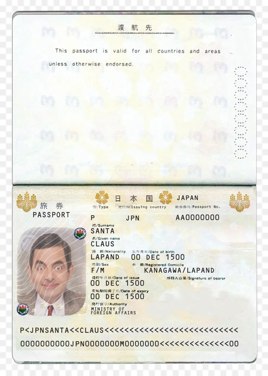 Documento De Identidad，Pasaporte Japonés PNG