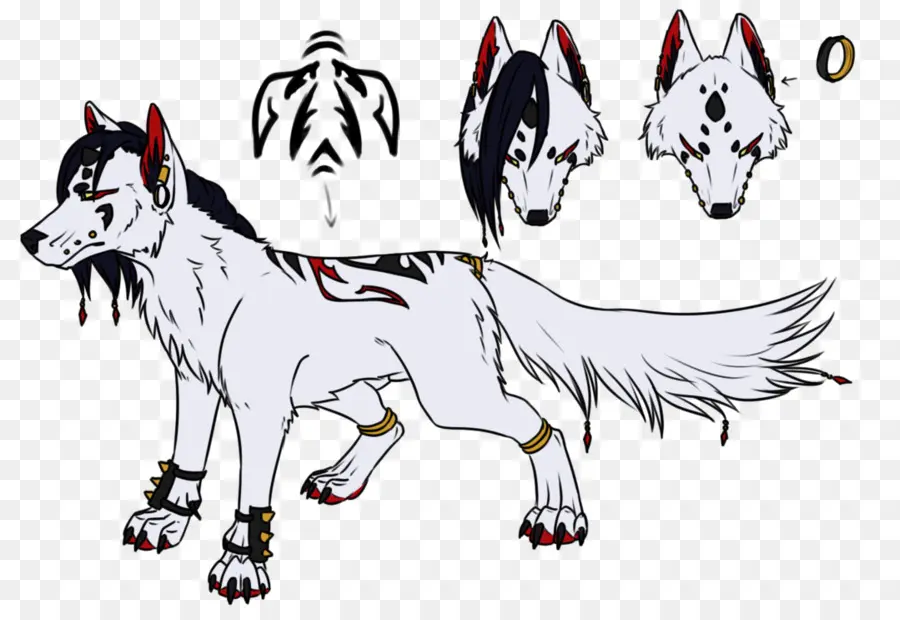 Lobo Decorado，Blanco PNG