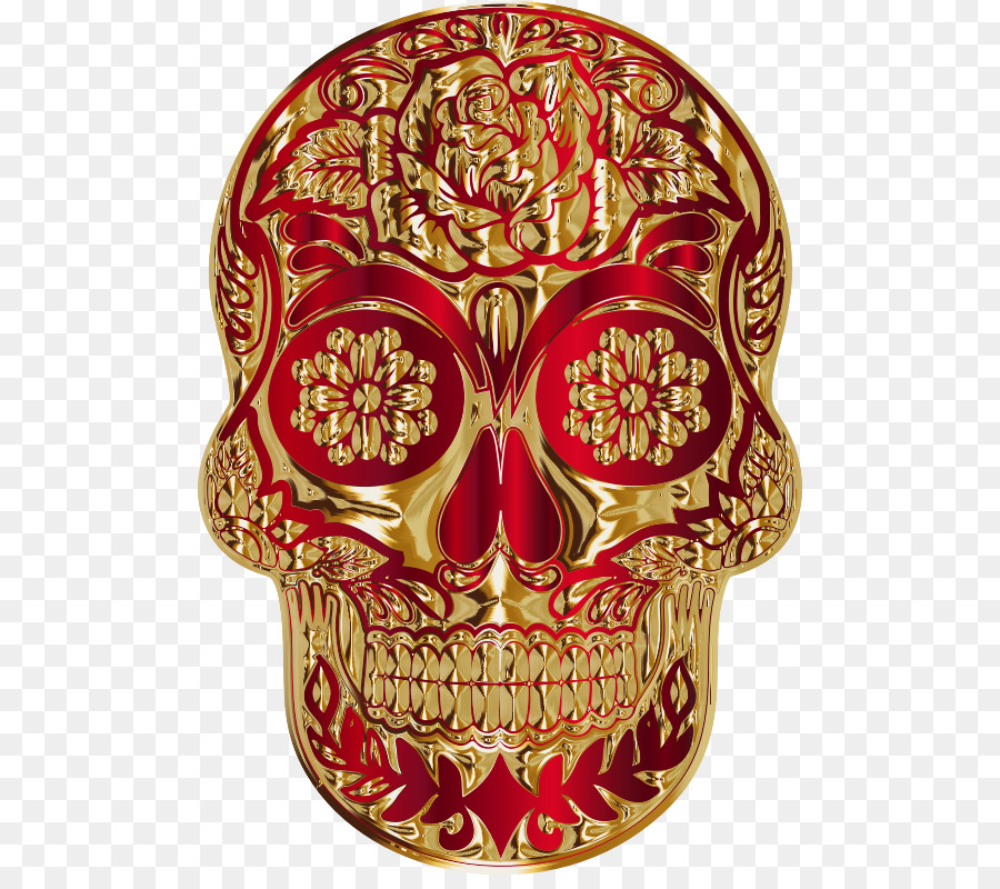 Calavera Decorativa，Oro PNG