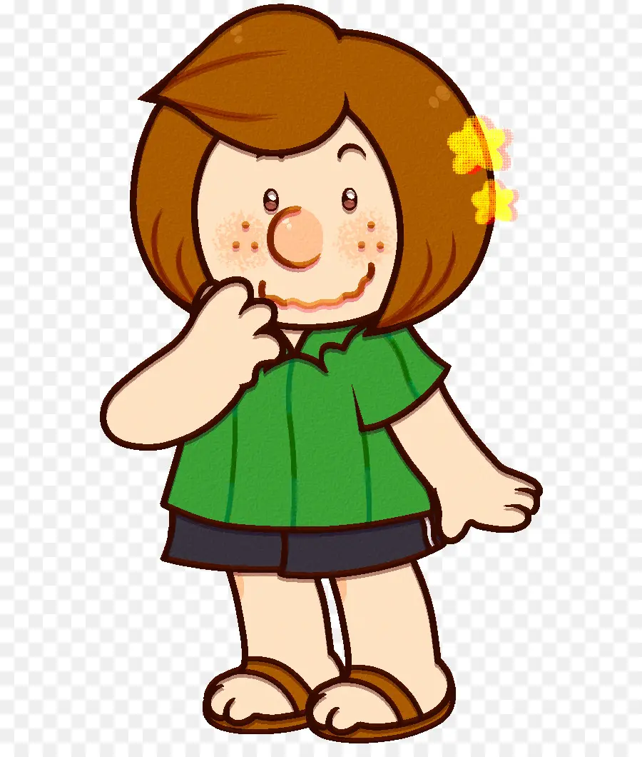 Niña De Dibujos Animados，Camisa Verde PNG