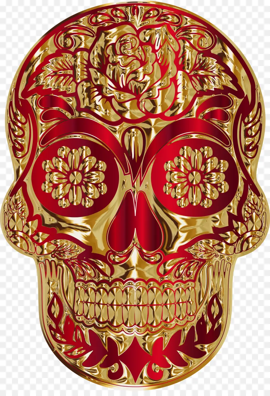 Calavera Decorativa，Oro PNG