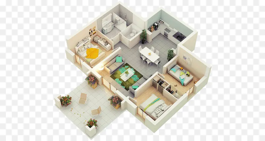 Plano De Planta 3d，Plan De Casa PNG