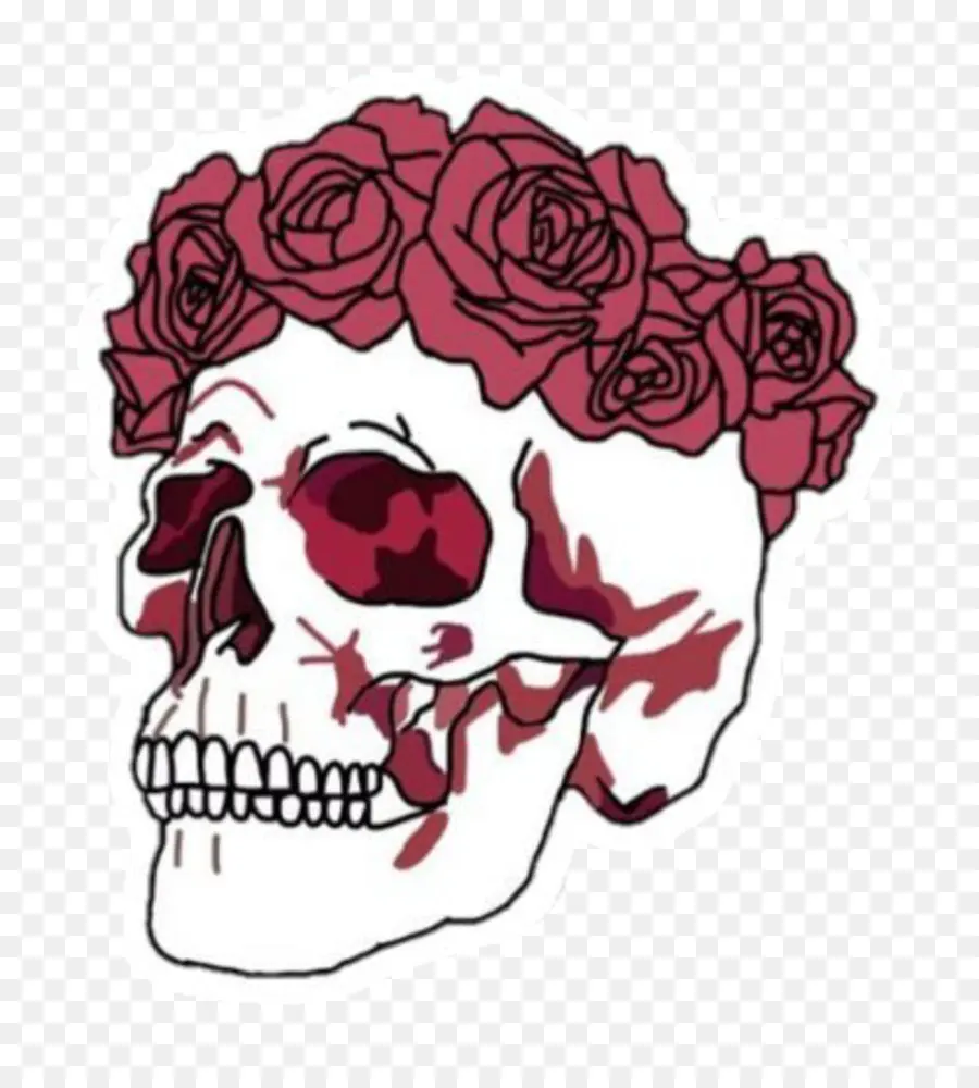 Calavera Con Rosas，Flores PNG