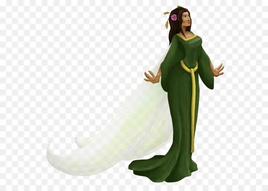 Mujer En Vestido Verde，Vestido PNG