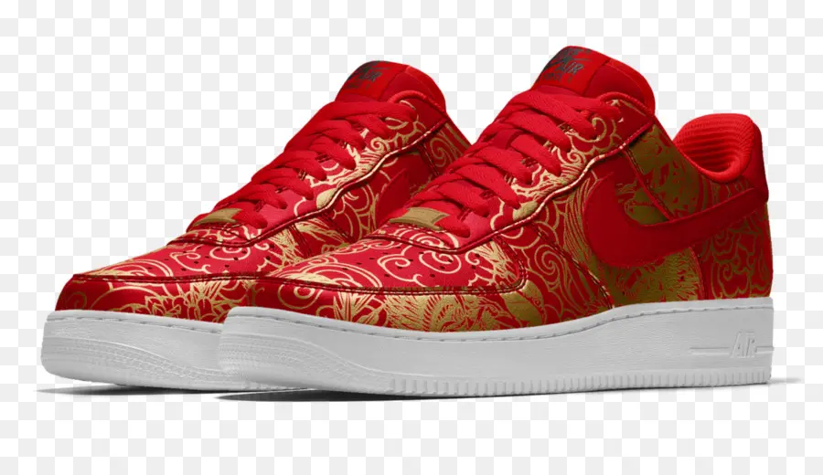 Zapatillas En Rojo Y Dorado，Zapatos PNG