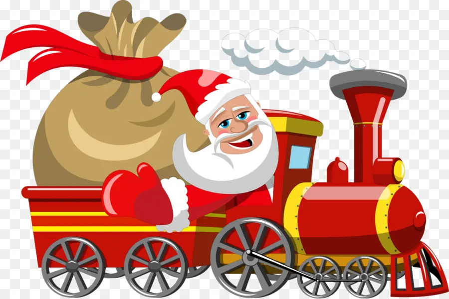 Papá Noel En Tren，Navidad PNG