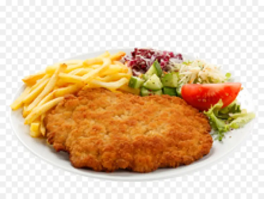 Pollo Frito Y Papas Fritas，Ensalada PNG