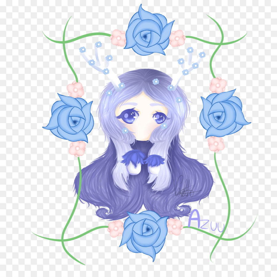 Rosa Azul，Diseño Floral PNG