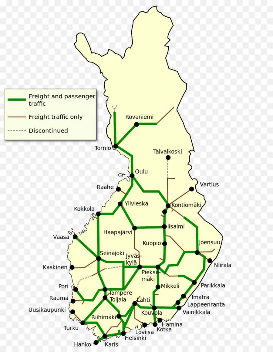 Finlandia，El Transporte Ferroviario PNG