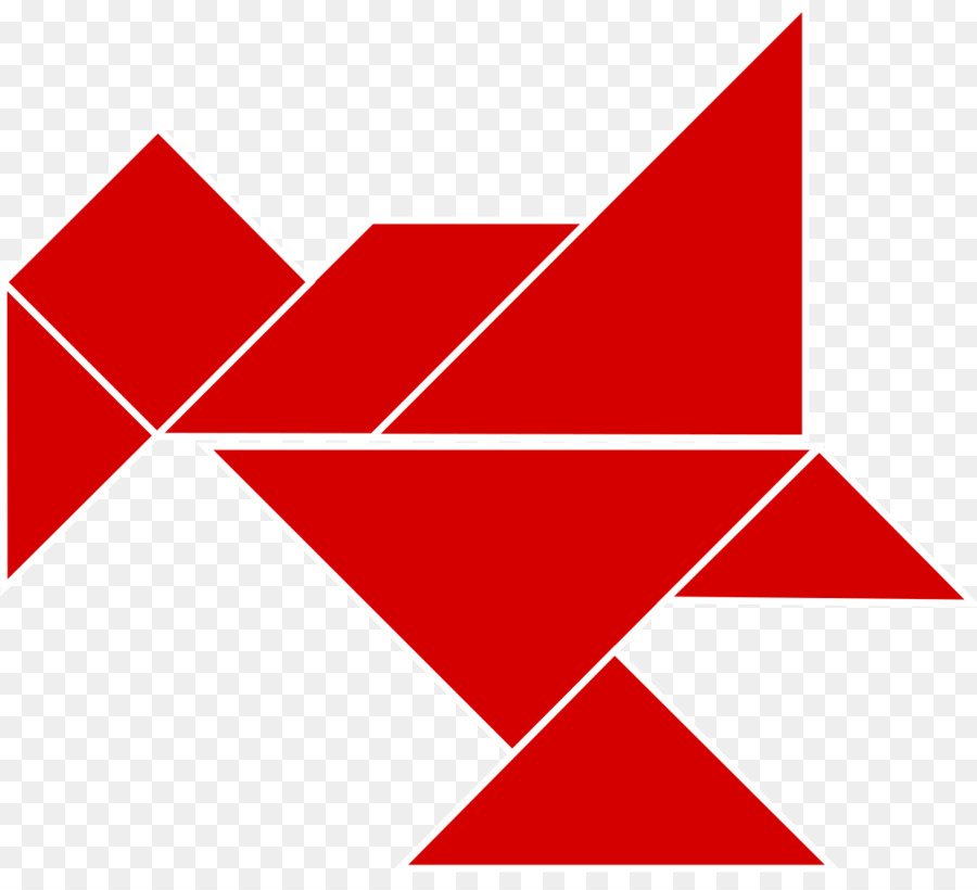 Pájaro Tangram Rojo，Rompecabezas PNG