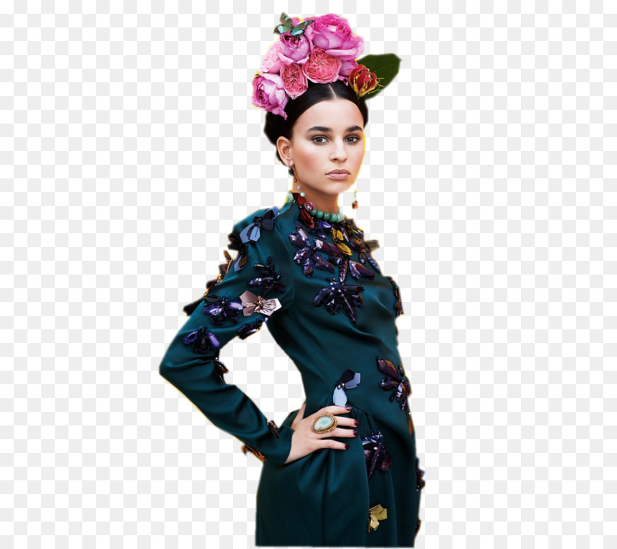 Mujer Vestida，Flores PNG