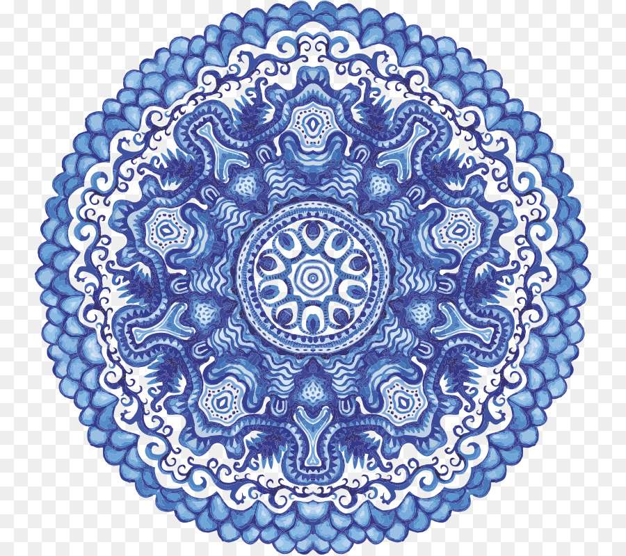 Mandala Azul，Intrincado PNG