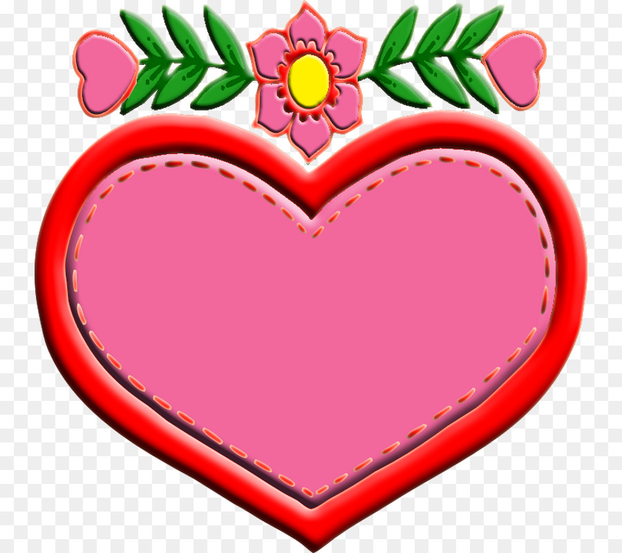 Corazón Rosa Con Flores，Rosa PNG