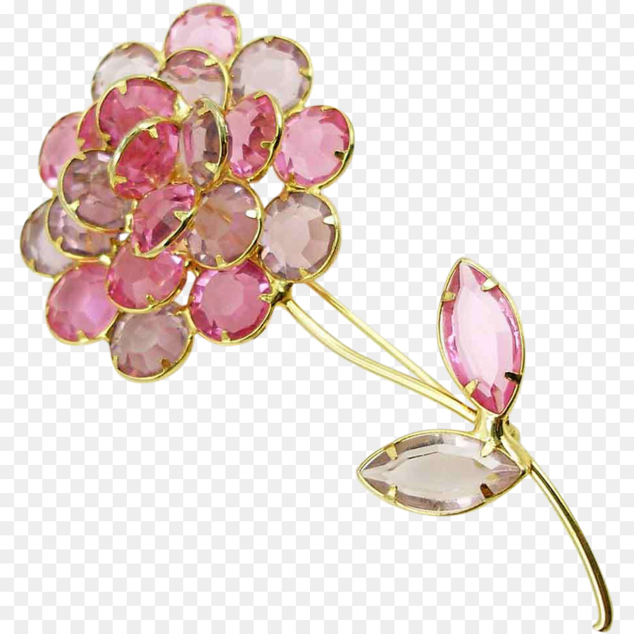 Broche Flor Rosa，Piedras Preciosas PNG