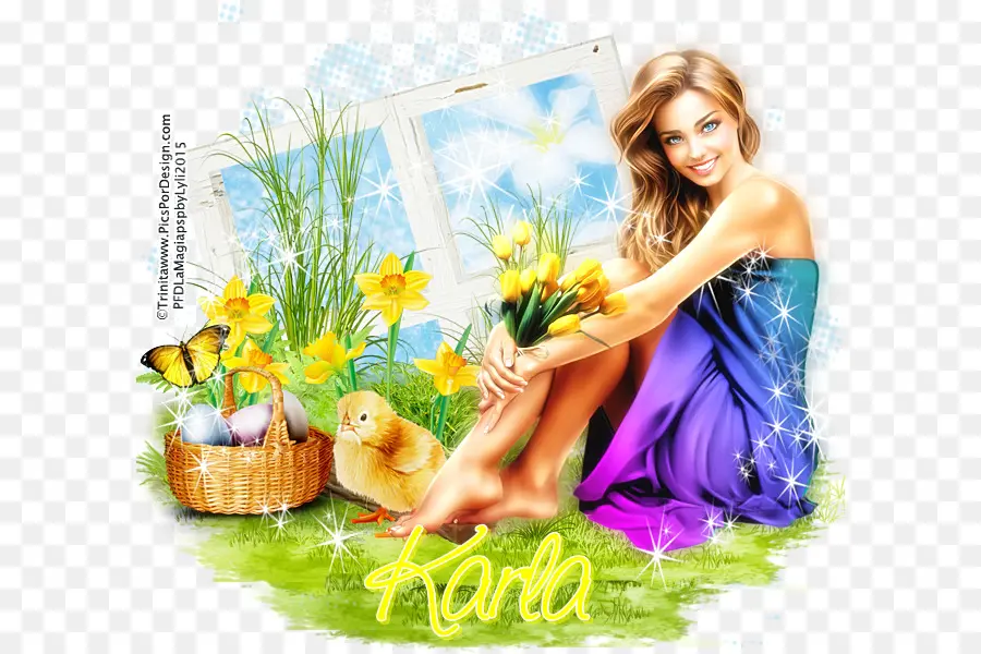 Mujer Con Flores，Karla PNG