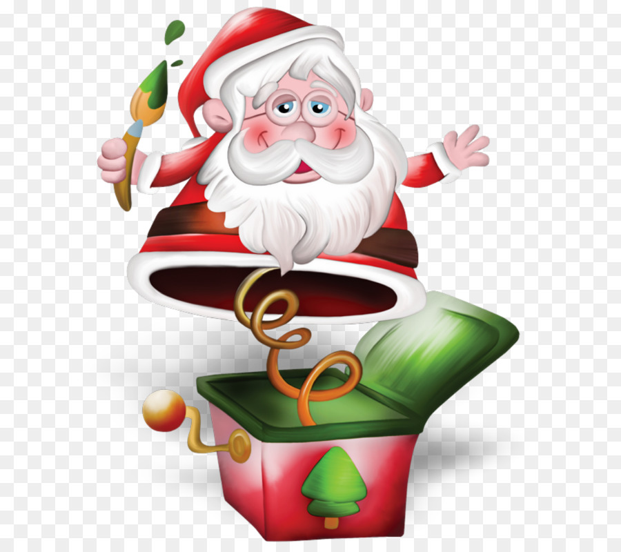 Papá Noel En Caja Sorpresa，Navidad PNG