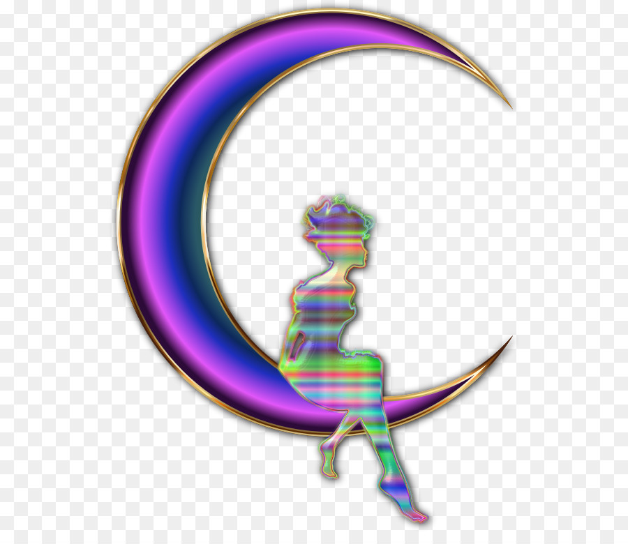 Chica En Luna Creciente，Silueta PNG