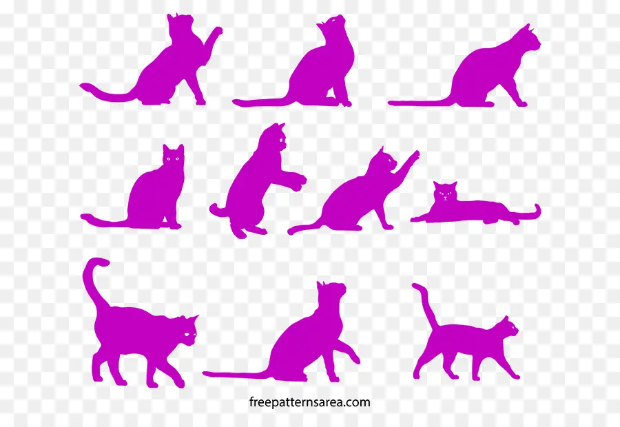 Siluetas De Gato Morado，Gatos PNG