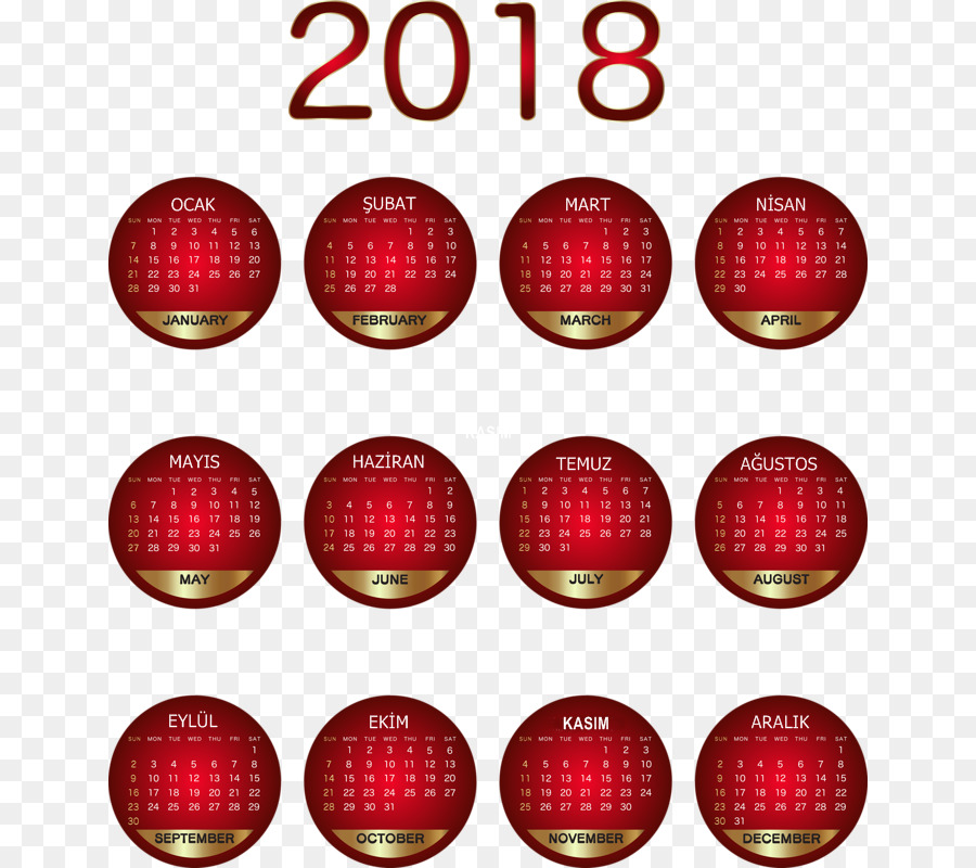 Calendario 2018，Meses PNG