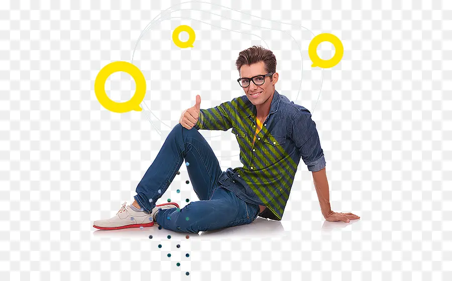 Hombre Sentado，Anteojos PNG