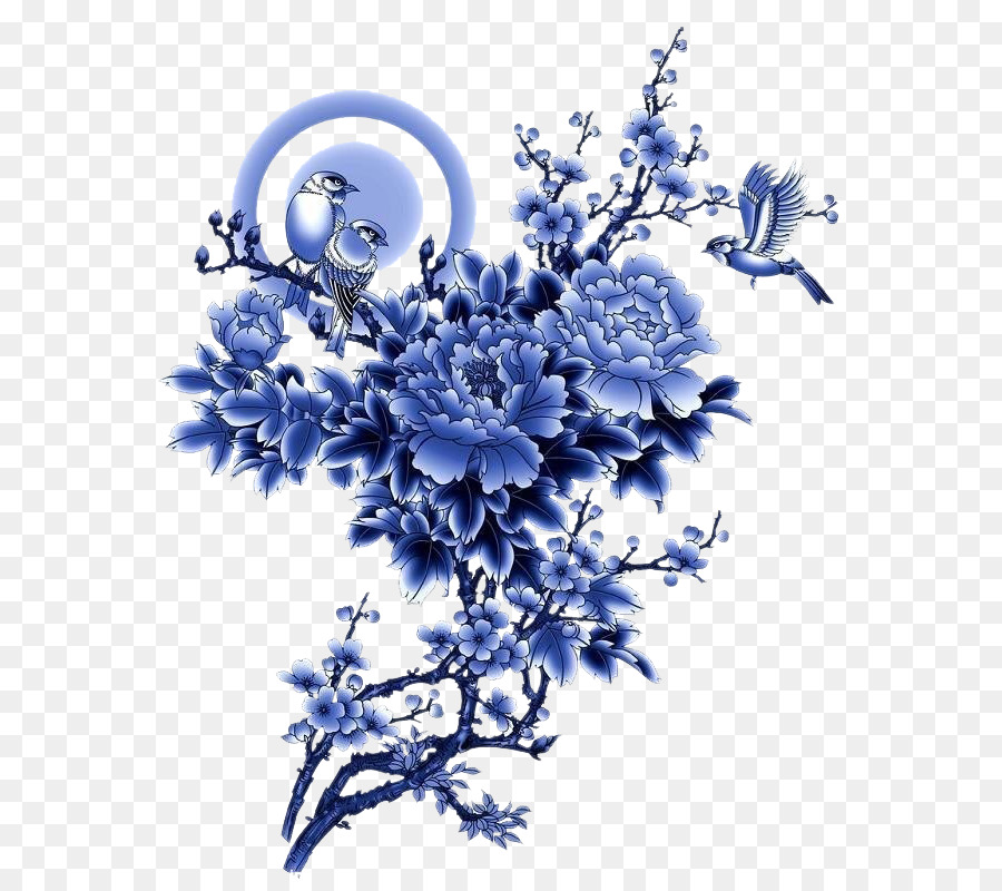 Azul Y Blanco De Cerámica，Chinoiserie PNG