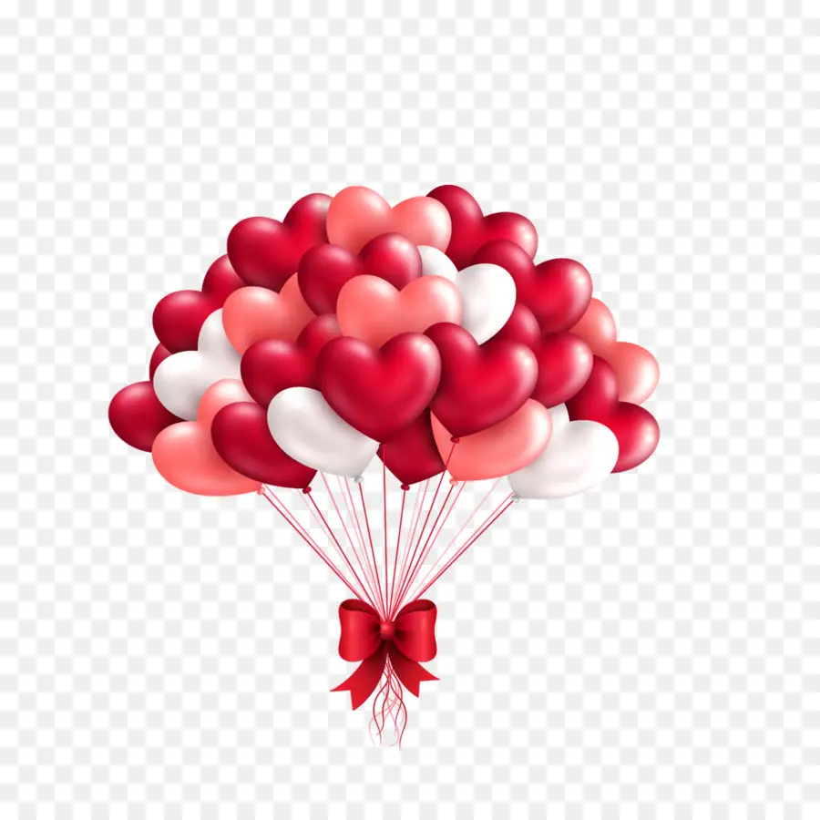 Globos De Corazon，Rojo PNG