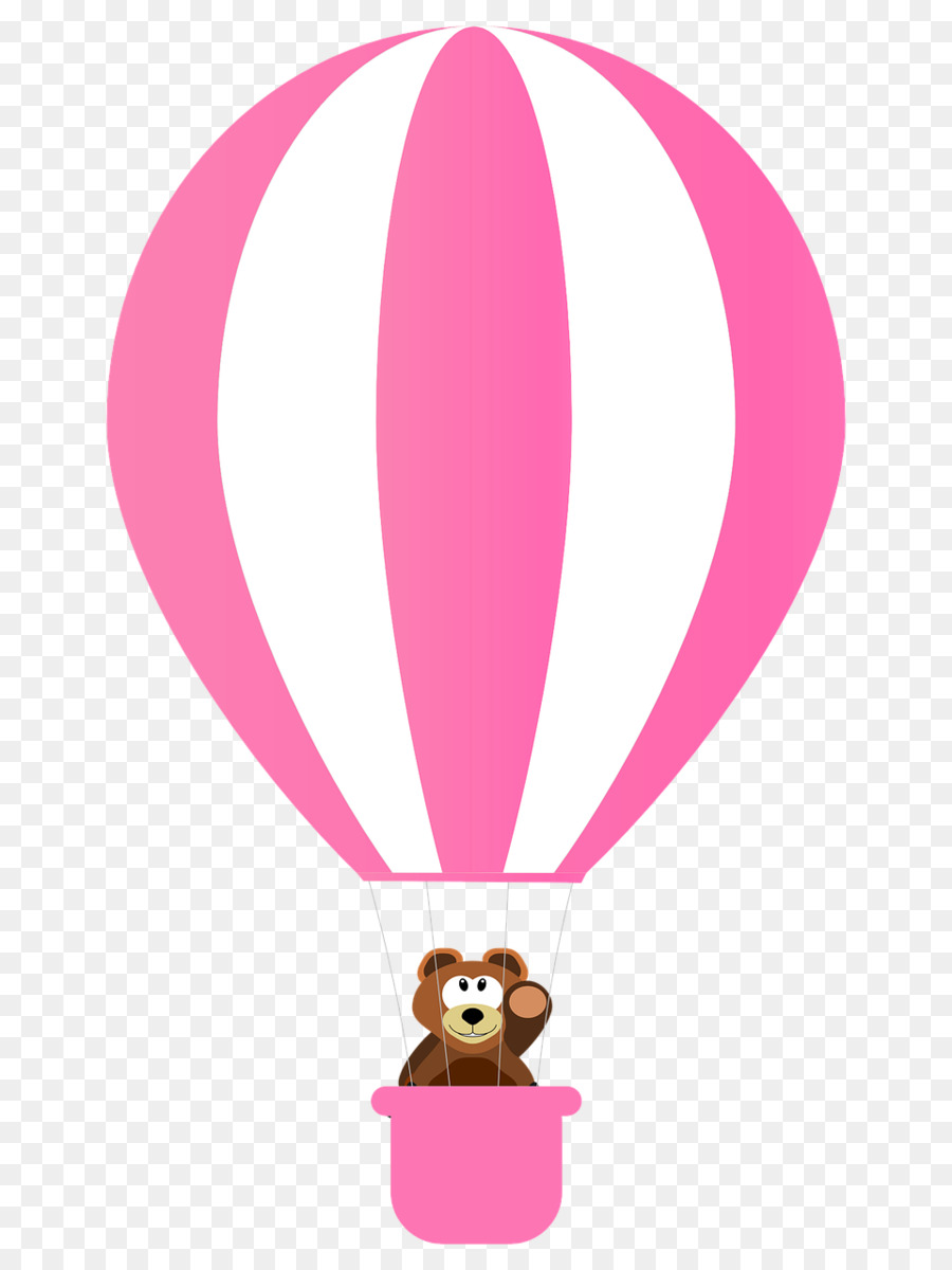 Globo Aerostático Rosa Con Oso，Rosa PNG