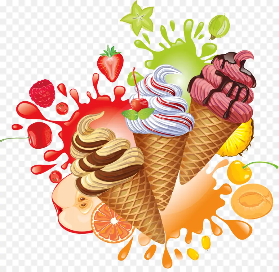 Conos De Helado，Postre PNG