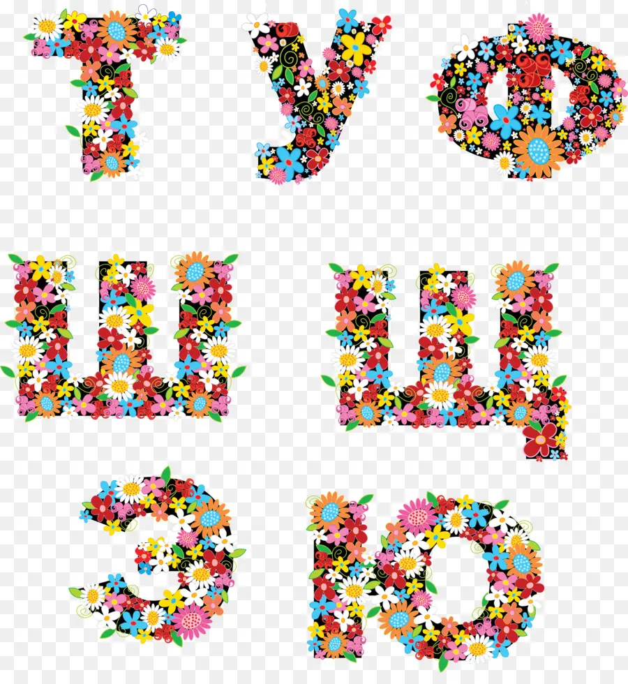 Letras Florales，Flores PNG