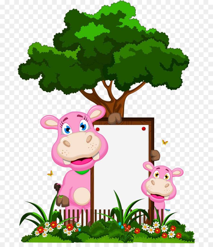 Hipopótamos Rosados，Árbol PNG