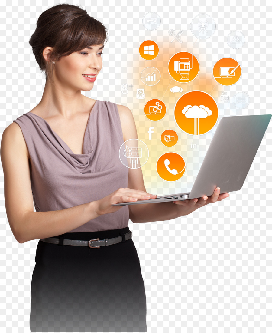 Mujer Con Computador Portatil，Tecnología PNG