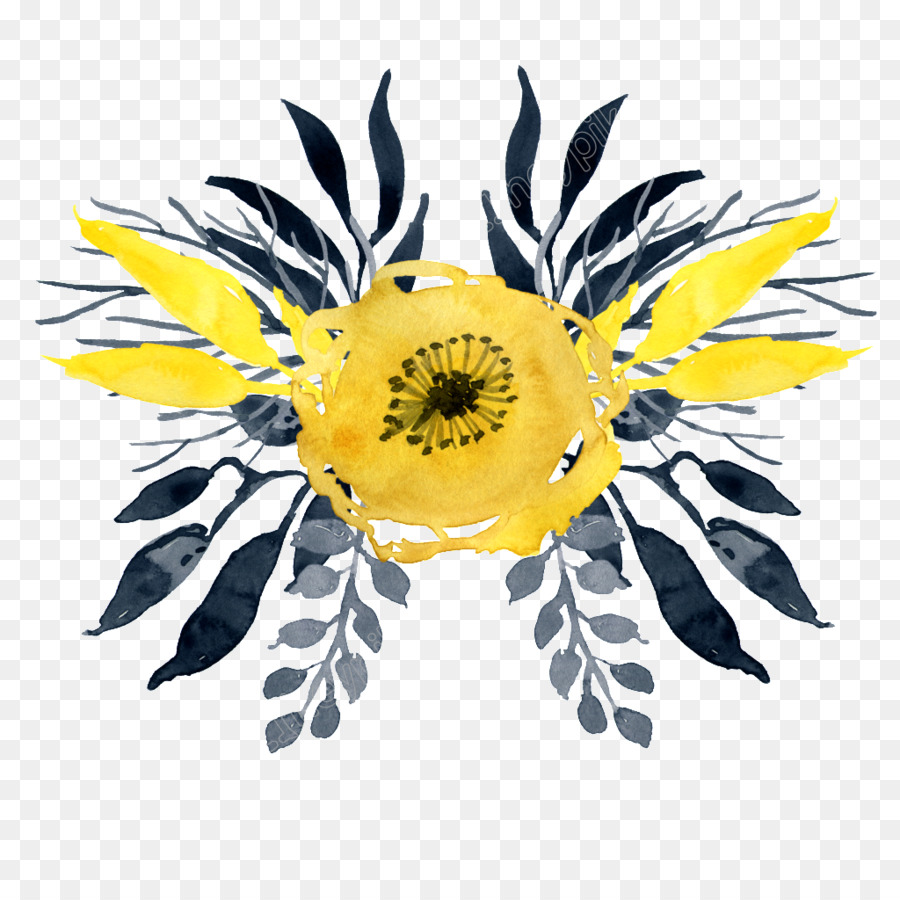 Amarillo，Acuarela De Flores PNG