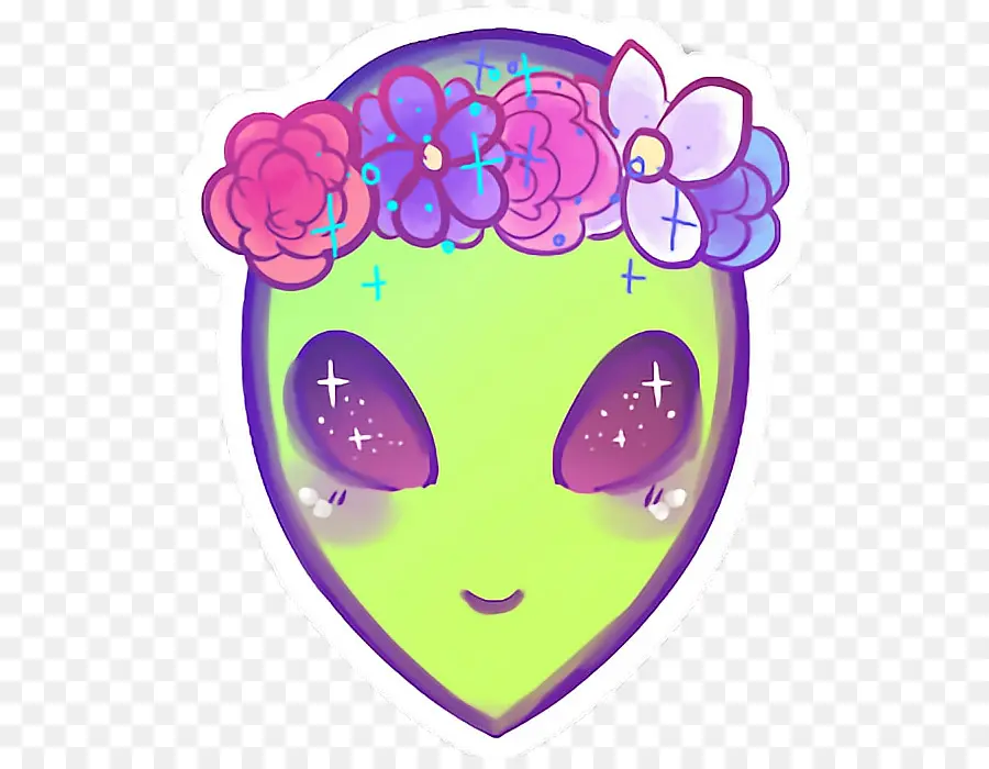 Extraterrestre Con Flores，Cara Verde PNG