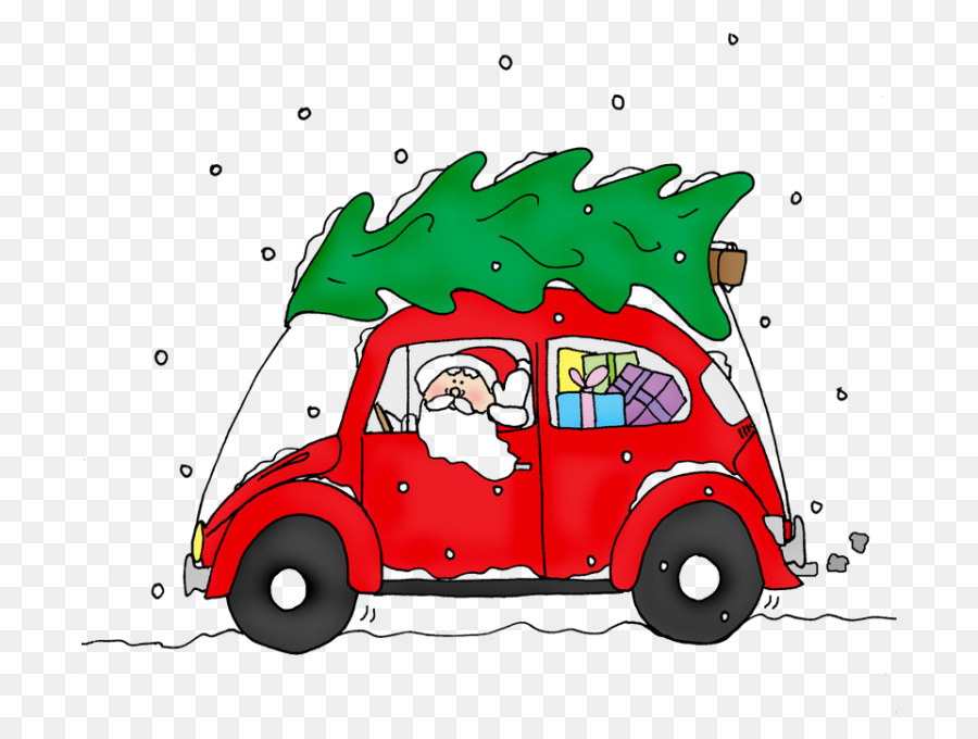 Papá Noel En Coche，Navidad PNG