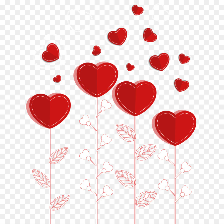 Flores De Corazon，Rojo PNG